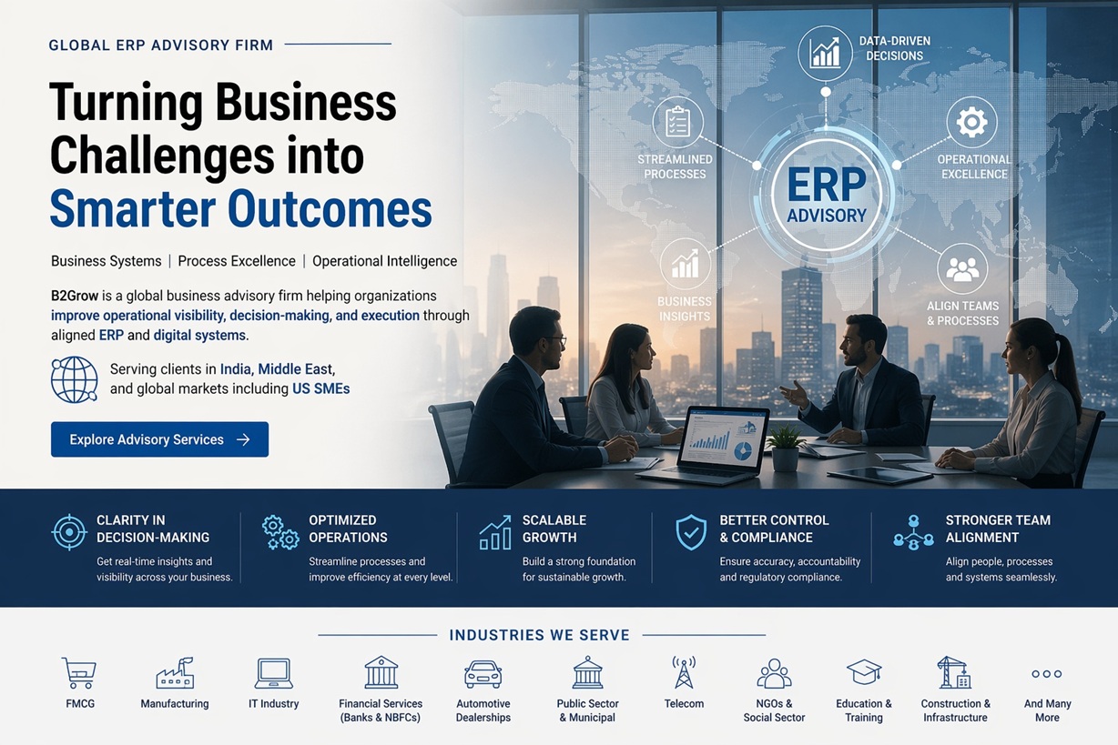 Enterprise advisory and ERP consulting firm helping global businesses improve decision visibility and operational efficiency